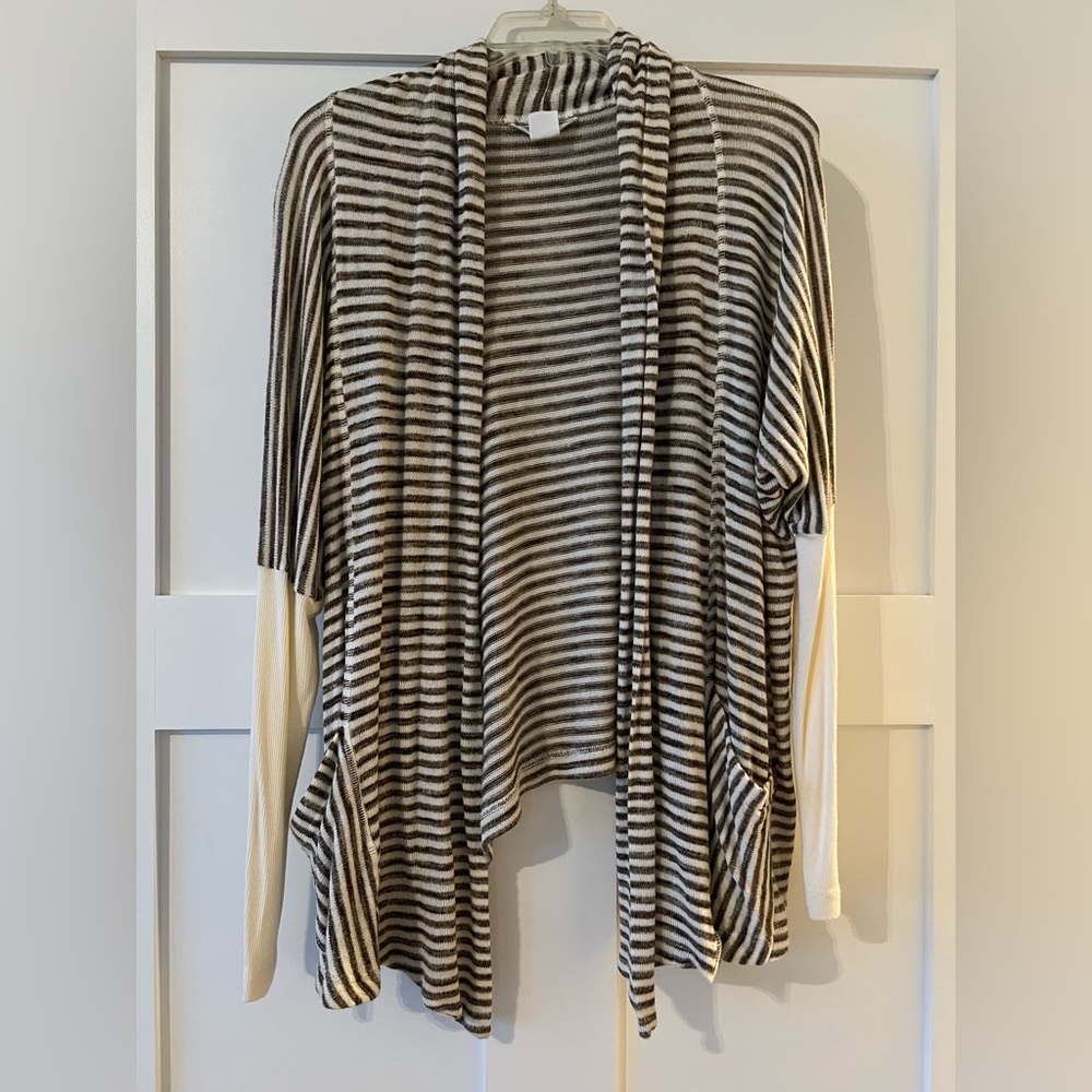 Hard Tail Forever brown/cream striped cardigan sweater
